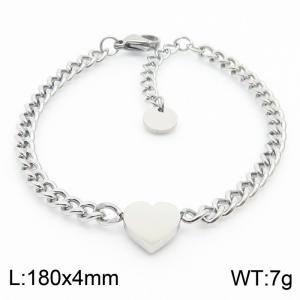 Simple stainless steel heart-shaped Cuban women's bracelet - KB170259-RY