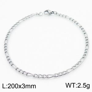 Stainless steel 200x3mm3：1 chain lobster clasp simple and fashionable silver bracelet - KB170352-Z