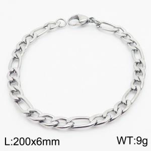 Stainless steel 200x6mm3：1 chain lobster clasp simple and fashionable silver bracelet - KB170365-Z