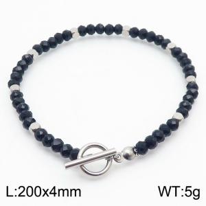 20cm OT Link Chain Stainless Steel Bracelect With Silver Color Beads Accessories - KB170524-Z