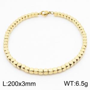3mm Square Bead Chain Stainless Steel Bracelect Gold Color - KB170537-Z