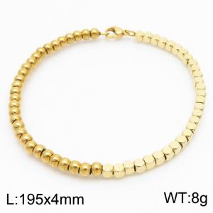 4mm Square And Round Beads Chain Stainless Steel Bracelect Gold Color Mix Yellow Color - KB170541-Z