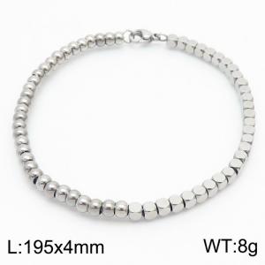 4mm Square And Round Beads Chain Stainless Steel Bracelect Silver Color - KB170542-Z