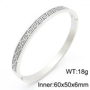 Great Wall pattern Bangle Women Stainless Steel 304 Silver Color - KB170755-TSC