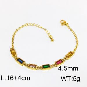 Personalized square colored zircon titanium steel bracelet - KB170776-HM