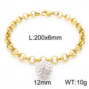 6mm Stainless Steel O Chain  Bracelet Link Chain With Stone Ball Gold Color - KB170813-Z