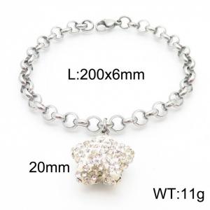 6mm Stainless Steel O Chain  Bracelet Link Chain With Five-pointed Star Stone Silver Color - KB170820-Z