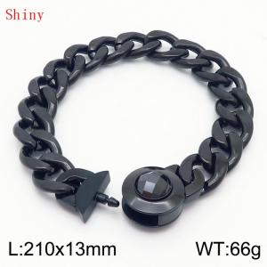 210mm Black-Plated Stainless Steel&Black Zircon Cuban Chain Bracelet - KB170914-Z