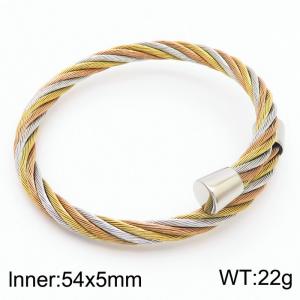 European and American minimalist fashion stainless steel twisted wire opening adjustable mixed color bracelet - KB171008-QY