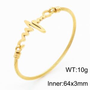 European and American fashion stainless steel electrocardiogram charm gold bracelet - KB171013-QY