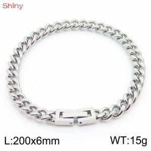 Fashionable and Personalized 6mm Stainless Steel Polished Cuban Chain Bracelet - KB171274-Z