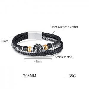 Woven leather rope bracelet accessory jewelry hip-hop titanium steel bracelet - KB179824-WGTY