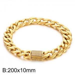 stainless steel figaro chain stone bracelet for men gold color cubarn jewelry - KB179829-Z