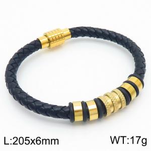 Stainless Steel Cowhide Bracelet Gold Color - KB179959-YA