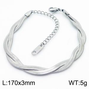 Two strand braided fishbone shaped stainless steel bracelet - KB180256-WGMJ