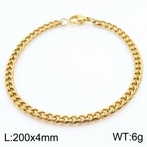 Simple 18k Gold Plated Stainless Steel 4mm Wide Cuban Chain Bracelets - KB180264-Z
