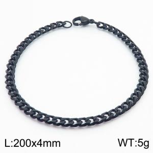 Simple 18k Black Plated Stainless Steel 4mm Wide Cuban Chain Bracelets - KB180265-Z