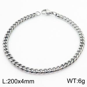 Simple Bracelet Jewelry Stainless Steel 4mm Wide Cuban Chain Bracelets - KB180266-Z