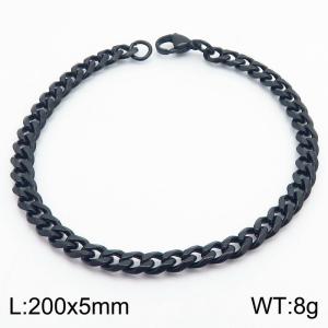 Simple 18k Black Plated Stainless Steel 5mm Wide Cuban Chain Bracelets - KB180268-Z