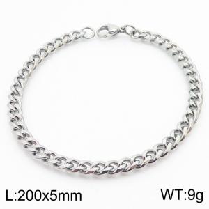 Simple Bracelet Jewelry Stainless Steel 5mm Wide Cuban Chain Bracelets - KB180269-Z
