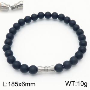6mm Personalized cylindrical threaded buckle handmade DIY agate bead stainless steel men's and women's beaded bracelet - KB180318-Z