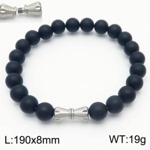 8mm Personalized cylindrical threaded buckle handmade DIY agate bead stainless steel men's and women's beaded bracelet - KB180319-Z