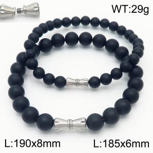 6mm/8mm Personalized cylindrical threaded buckle handmade DIY agate bead stainless steel men's and women's beaded bracelet - KB180320-Z