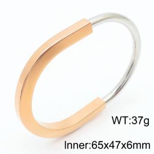 European and American fashion high-end stainless steel creative U-shaped lock charm silver&rose gold bracelet - KB180771-SP
