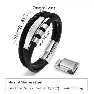 Stainless Steel Leather Bracelet - KB180924-WGSF