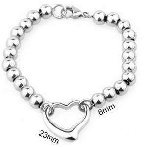 Stainless steel 8mm steel ball heart-shaped bracelet - KB181234-Z
