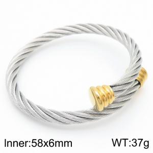 Fashionable stainless steel wire rope twisted steel color bracelet - KB181307-XY