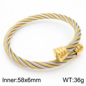 Fashionable stainless steel wire hemp rope gold twisted bracelet - KB181308-XY