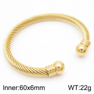 Stainless Steel Gold Twisted Gold Open Bracelet - KB181313-XY
