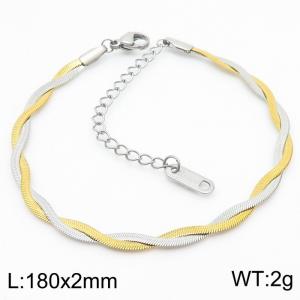 180x2mm Stainless Steel Braided Herringbone Necklace for Women - KB181318-Z