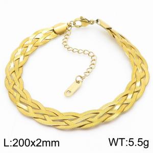 200x2mm Stainless Steel Braided Herringbone Necklace for Women Gold - KB181328-Z