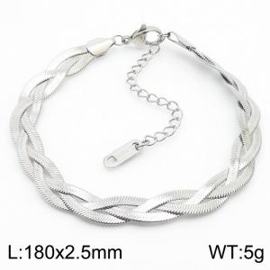 180x2.5mm Stainless Steel Braided Herringbone Necklace for Women - KB181338-Z
