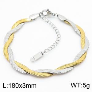 180x3mm Stainless Steel Braided Herringbone Necklace for Women - KB181348-Z