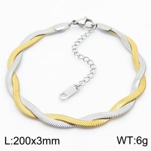 200x3mm Stainless Steel Braided Herringbone Necklace for Women - KB181349-Z