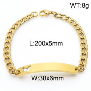 Hip hop trend titanium steel curved men's gold bracelet - KB181360-Z