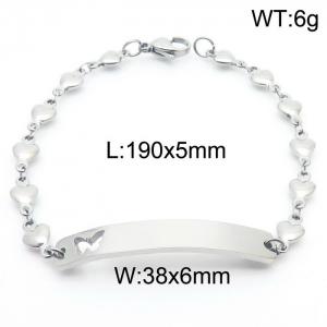Exquisite Hollow butterfly curved brand hand-stitched heart-shaped chain stainless steel lady bracelet - KB181368-Z
