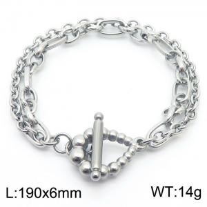 Korean edition double-layer stitched o-chain stainless steel lady bracelet - KB181369-Z