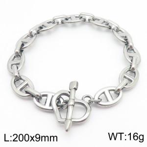 Stainless steel pig nose chain heart-shaped T-buckle women's bracelet - KB181474-Z