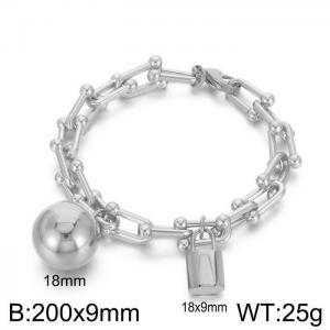 Horseshoe Chain Round Ball Padlock Bracelet - KB181496-Z