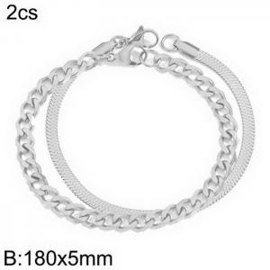 Stainless steel snake chain Cuban chain bracelet set - KB181666-Z