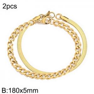 Stainless steel snake chain Cuban chain bracelet set - KB181667-Z
