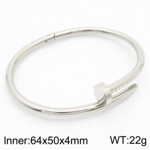 64x50x4mm Geometrical Smooth Nails Bangles Women Stainless Steel Silver Color - KB182605-SP