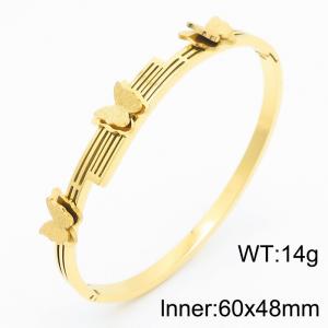 Women Gold-Plated Stainless Steel Butterfly Charms Cuff Bracelet - KB182734-SP