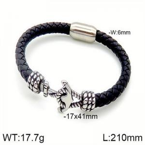 Stainless Steel Leather Bracelet - KB182774-NT
