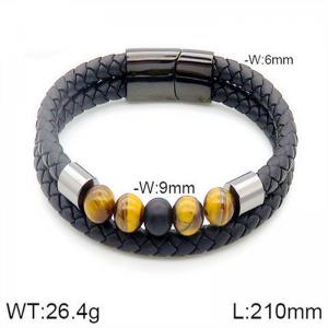 Stainless Steel Leather Bracelet - KB182788-NT