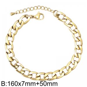 Trendy Gold Stainless Steel 160X7mm Cuban NK Bracelet for Men - KB182823-Z
